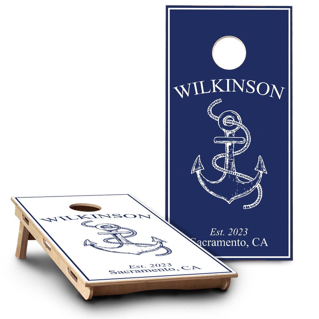 Anchor & Last Name | 2 Designs | Blue & White