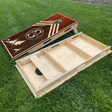 2 Tone Wood with Monogram and Mountain Peaks