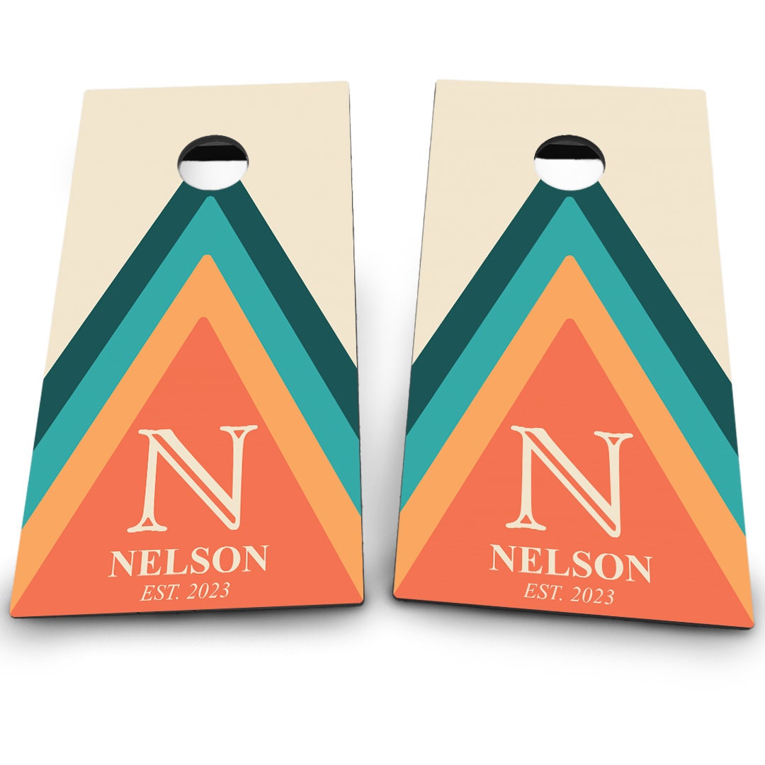 Retro Triangle Stripes & Last Name