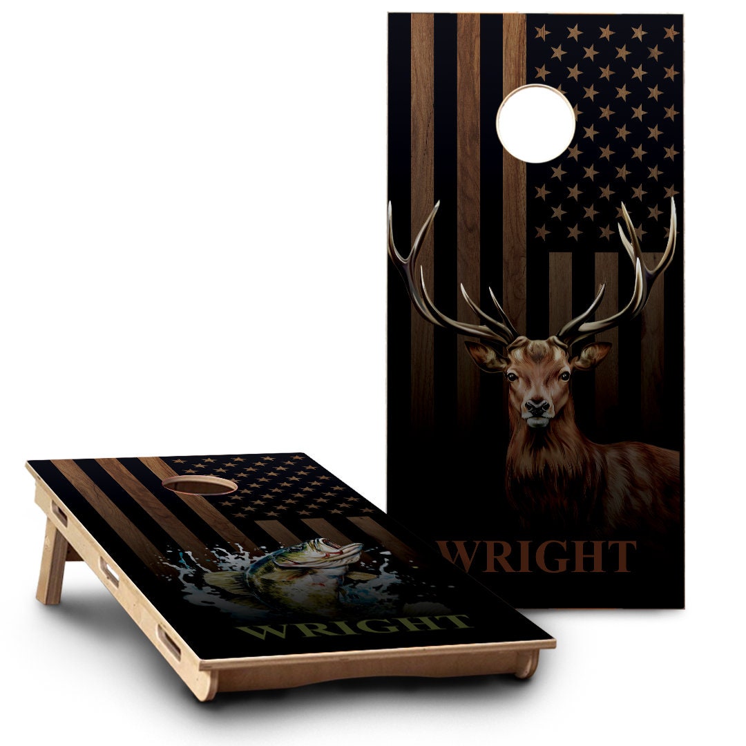 Rustic Bass & Deer with Last Name | 2 Designs