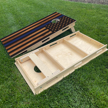 Wood American Flag with Blue Stripe