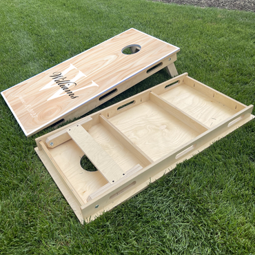 Elegant Wood Grain with Last Name Monogram | Black & White