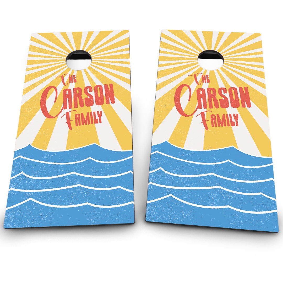 Retro Sun & Waves with Last Name