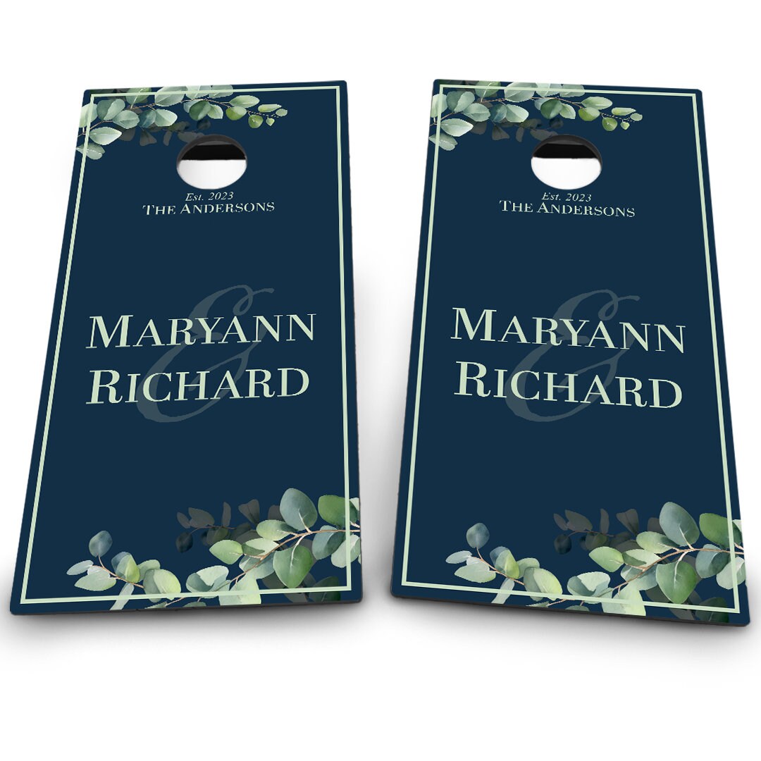 Couples Names with Leaves | Blue