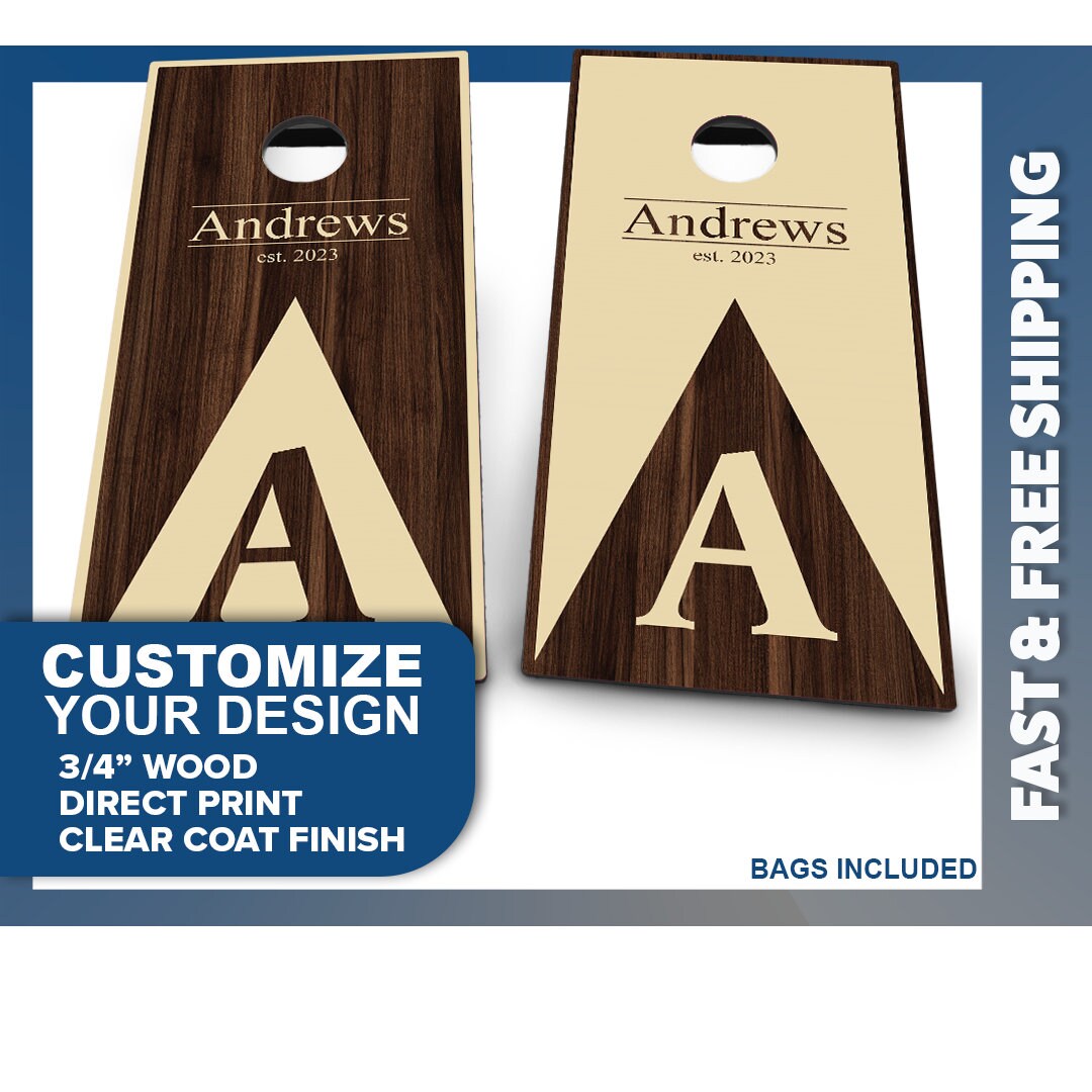 Wood & Tan Triangle Monogram | 2 Designs