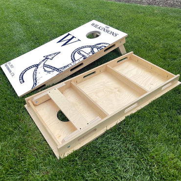 Half Anchor with Last Name & Monogram | White & Blue | 2 Designs