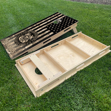 Military Coast Guard Emblem on Camo American Flag & Last name