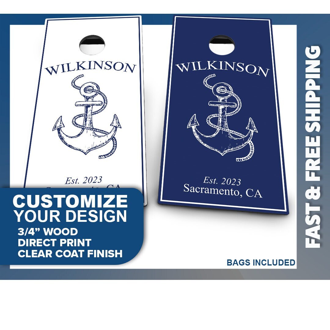 Anchor & Last Name | 2 Designs | Blue & White