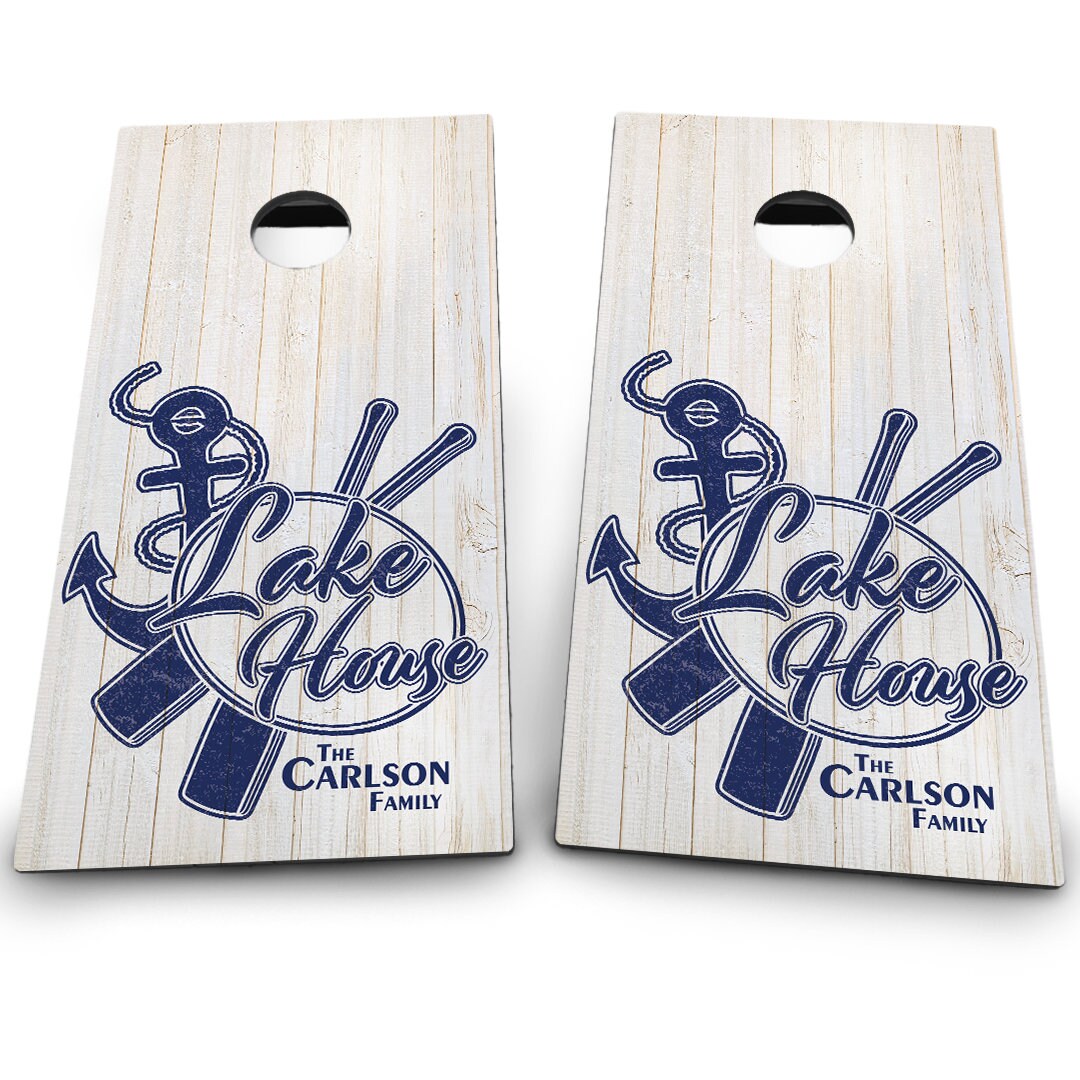 Lake House + Last Name on White Wood