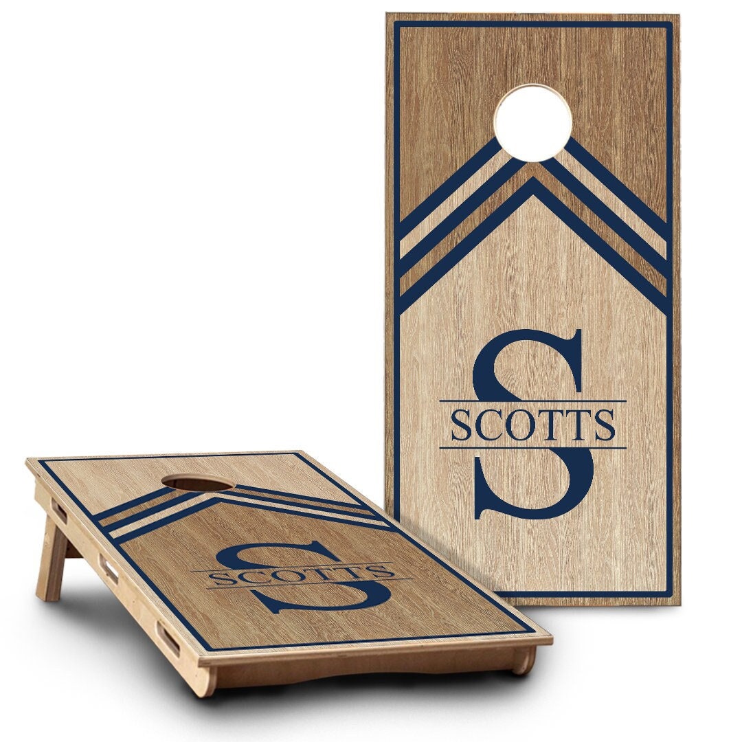 2 Tone Light Wood & Navy Triangle Monogram | 2 Designs
