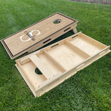 Simple Black & White Monogram over Wood Grain