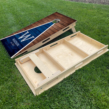 Red & Blue Wood Triangle Monogram