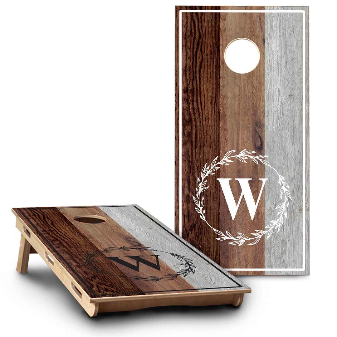 Wedding Wreath Monogram 3 Tone Wood Planks