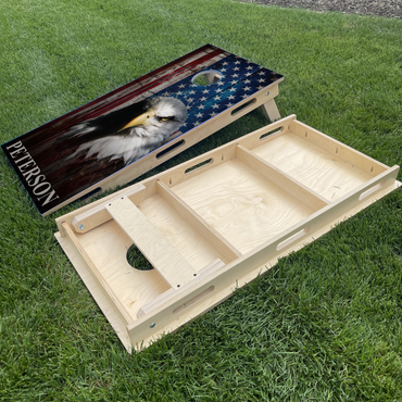 Colored Wood American Flag & Eagle