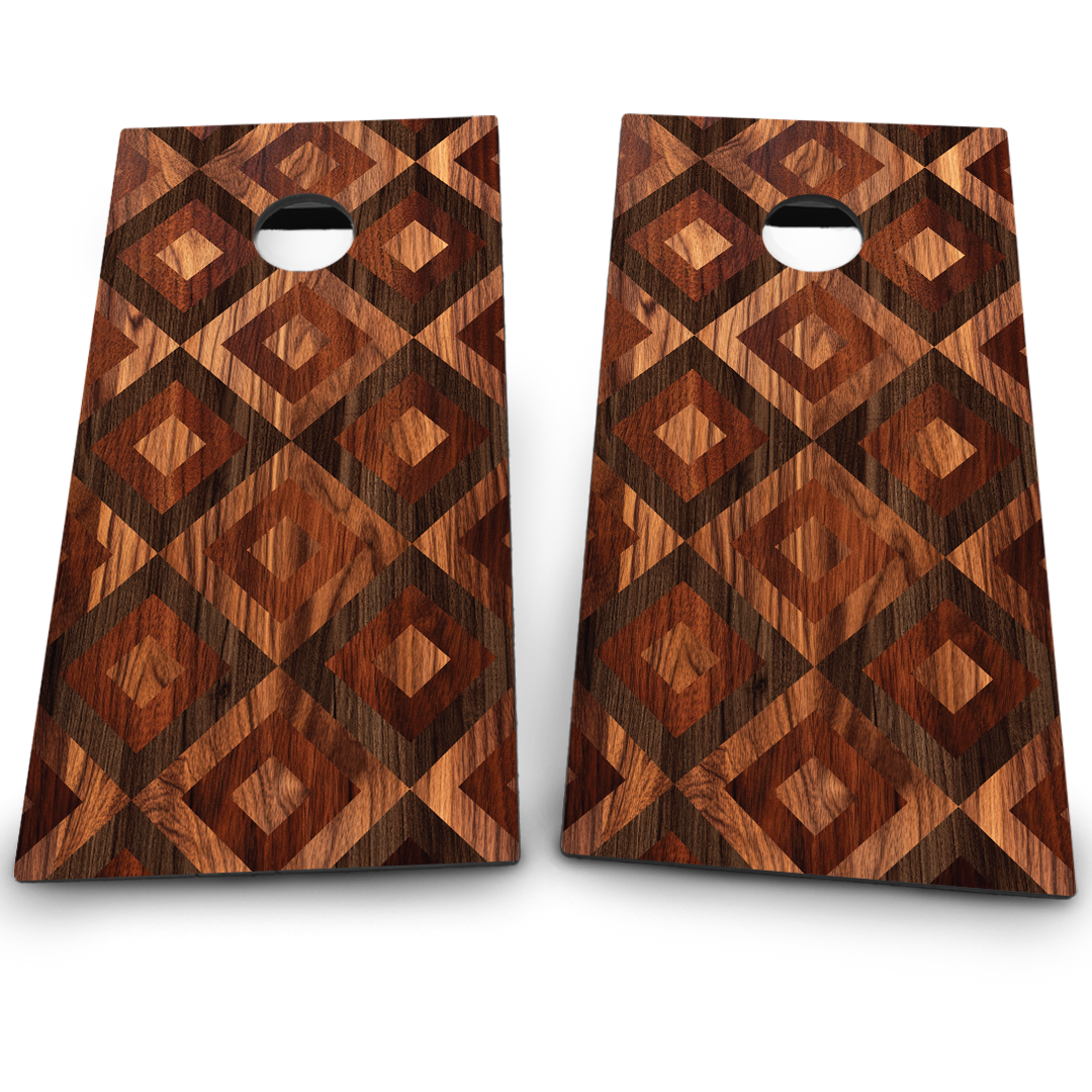 Dark Wood Grain Checkered Pattern