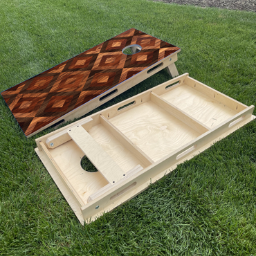 Dark Wood Grain Checkered Pattern