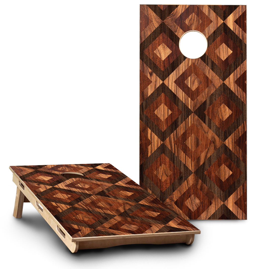 Dark Wood Grain Checkered Pattern