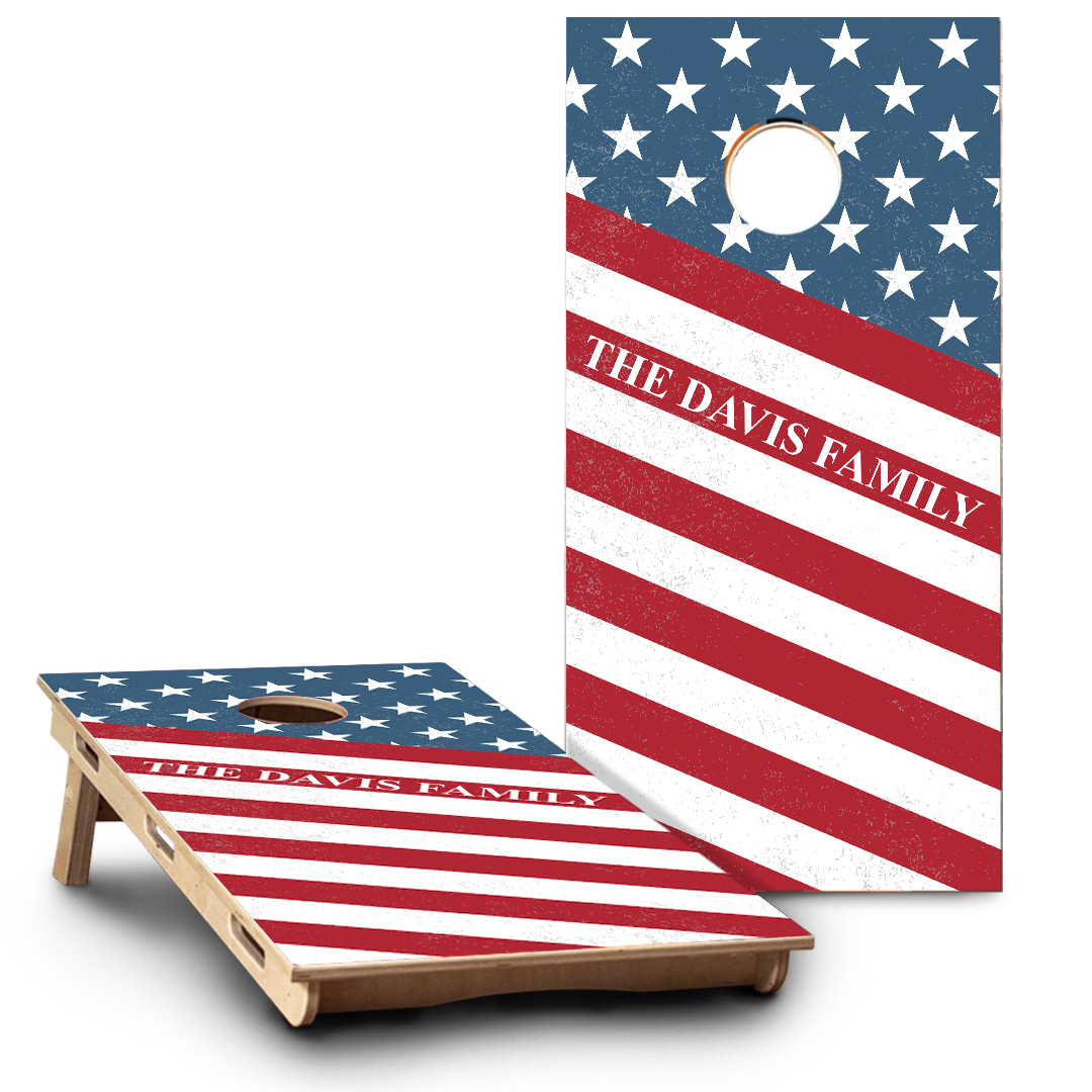 Grunge American Flag & Last Name