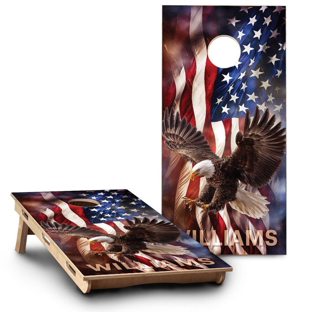 Patriotic American Flag & Eagle Flying
