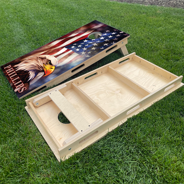 Patriotic American Flag & Eagle Head