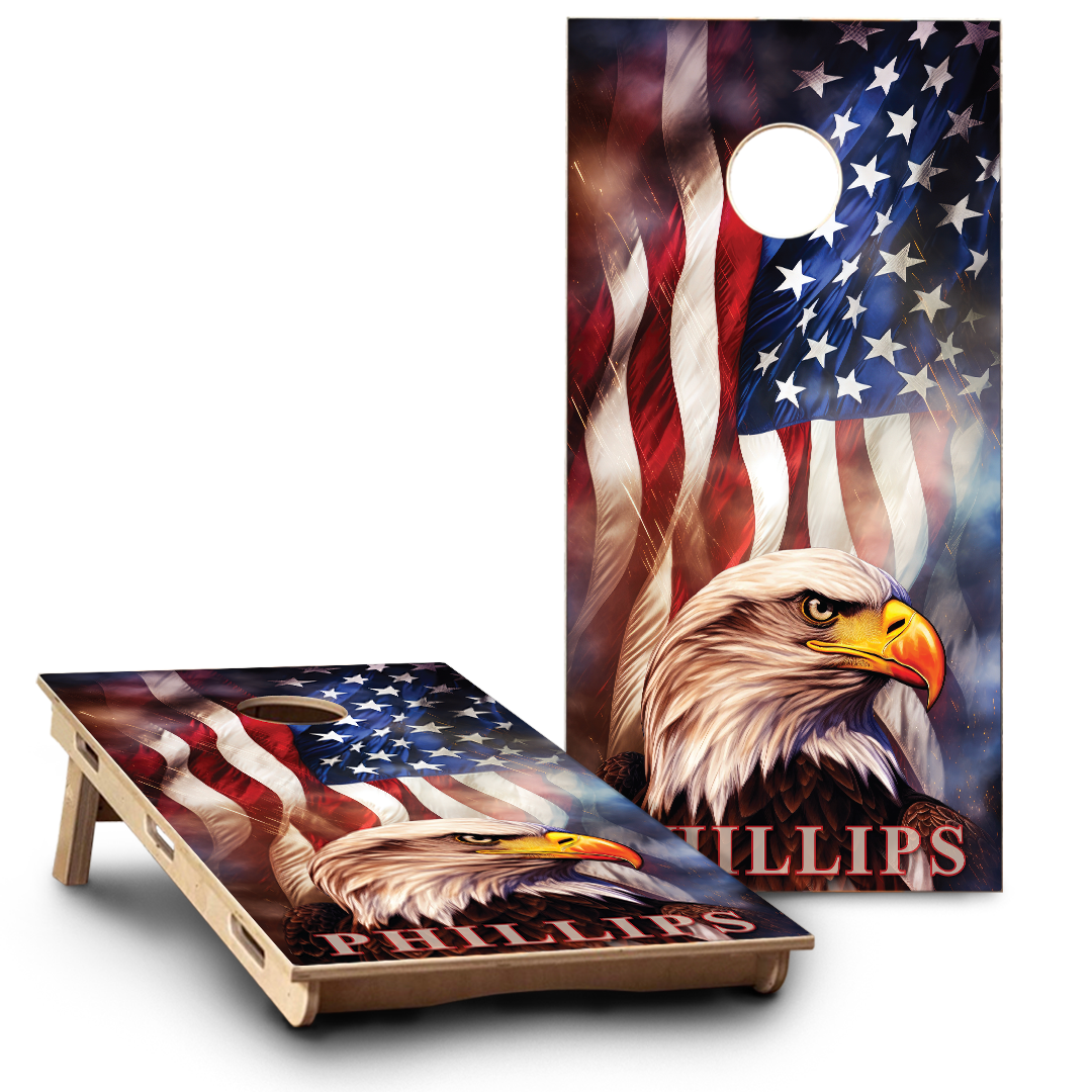 Patriotic American Flag & Eagle Head