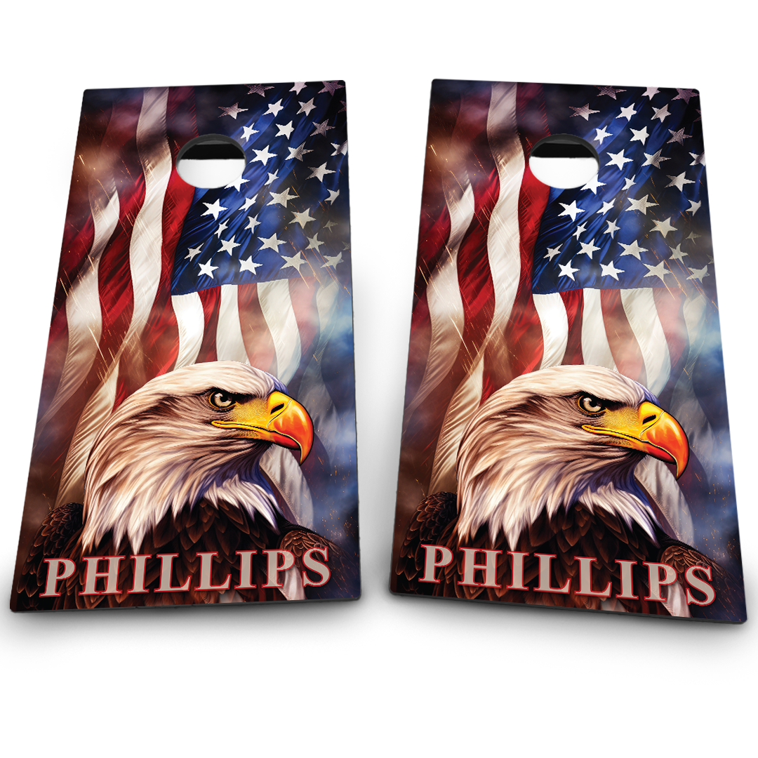 Patriotic American Flag & Eagle Head