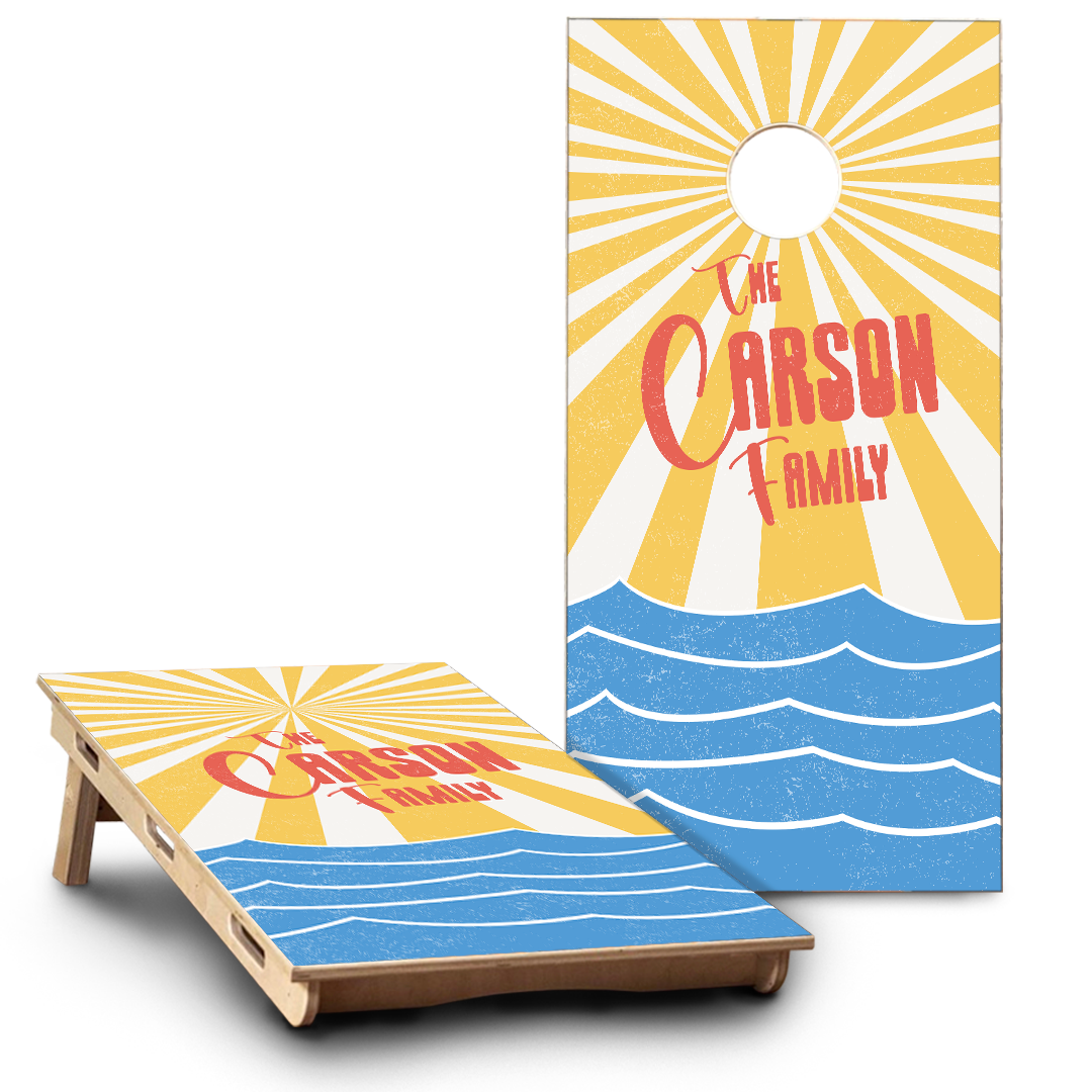 Retro Sun & Waves with Last Name