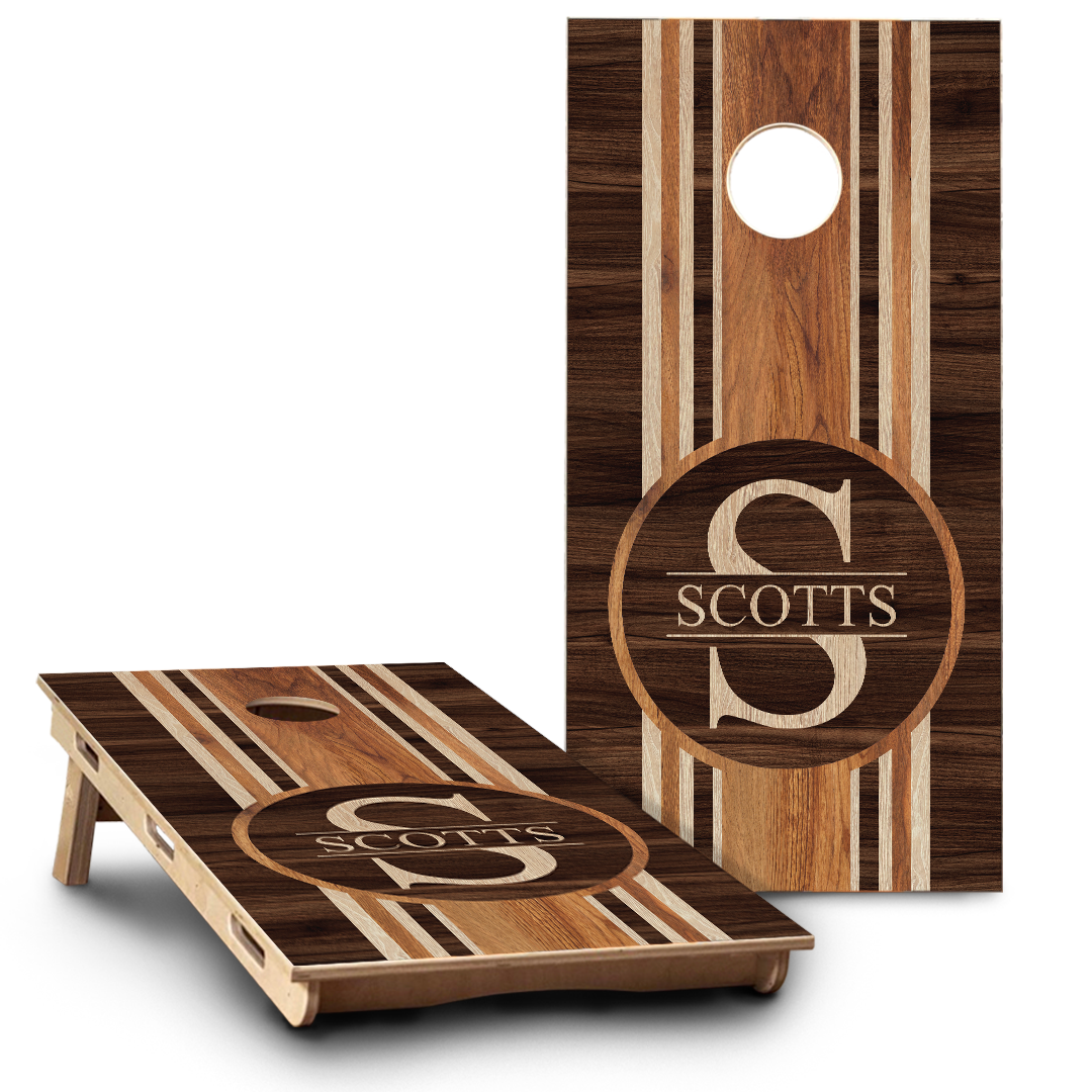 Vertically Striped Wood Grain Monogram