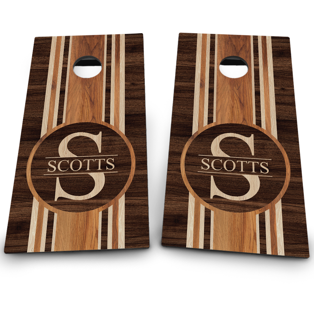 Vertically Striped Wood Grain Monogram