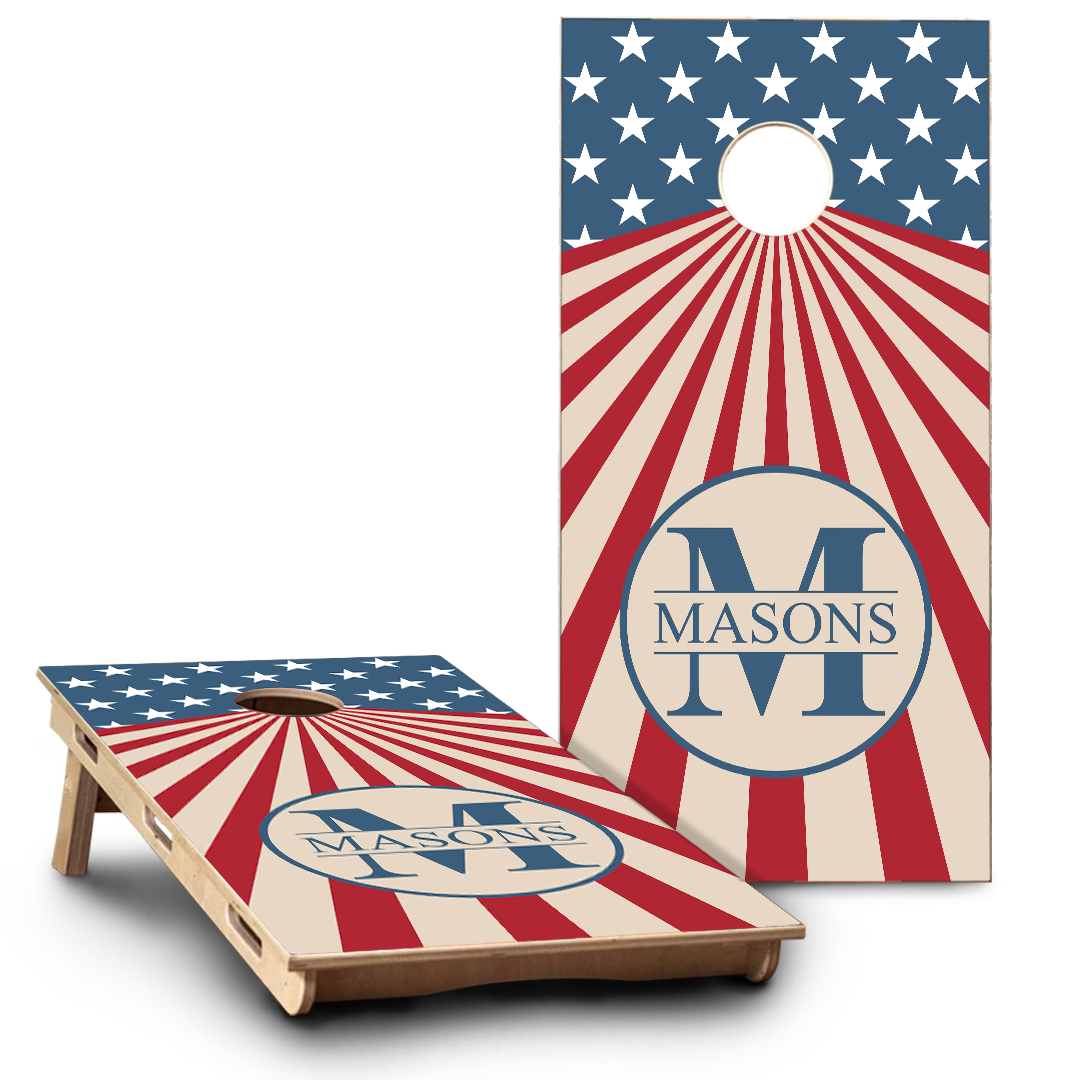 Vintage Radial American Flag Monogram