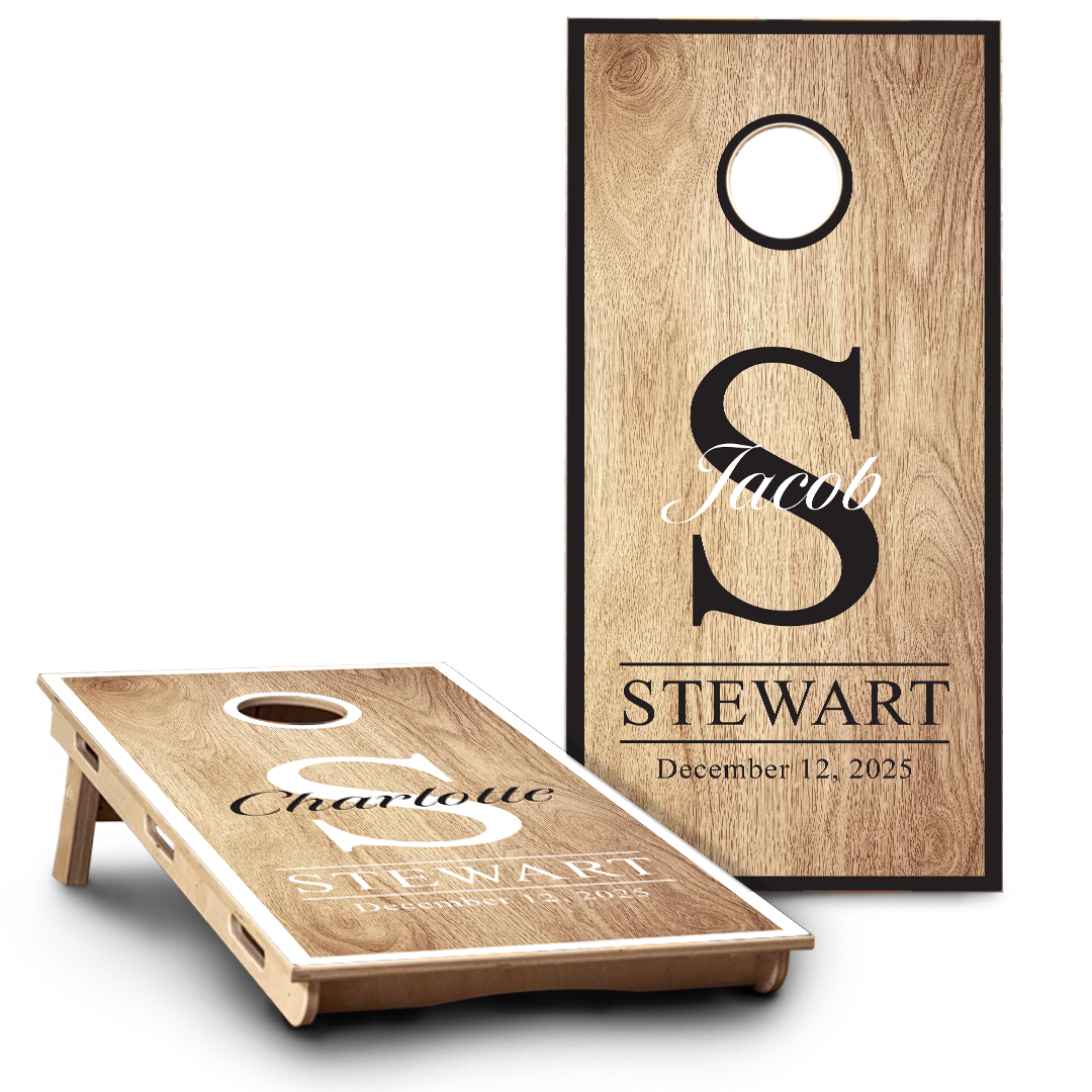 Wedding 2 First Names on Woodgrain