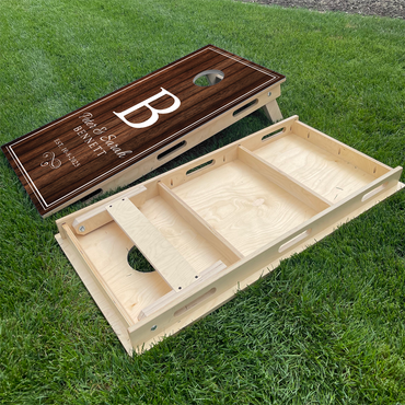 Wedding Dark Wood Planks | 2 First Names and Double White Border