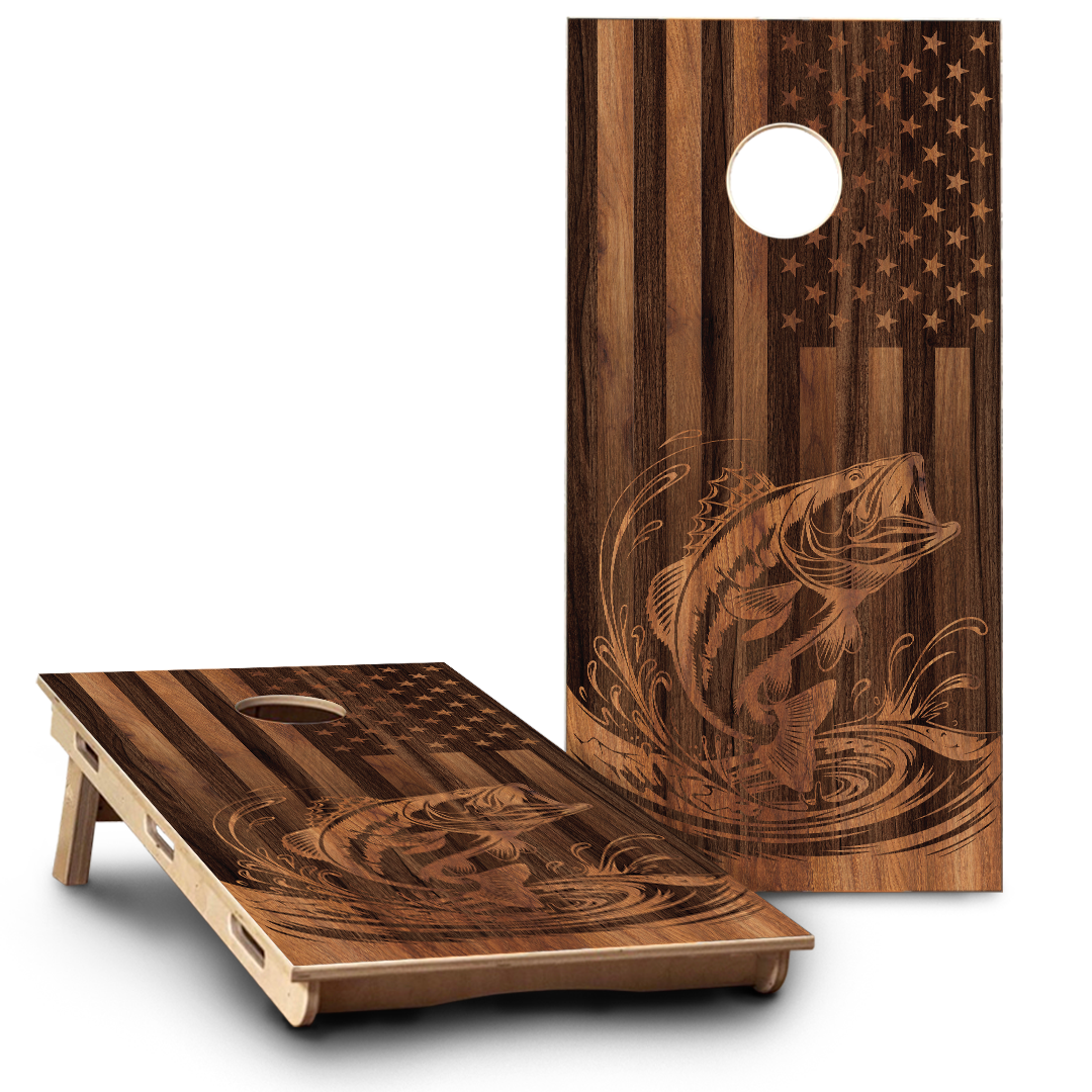 Wood American Flag & Bass