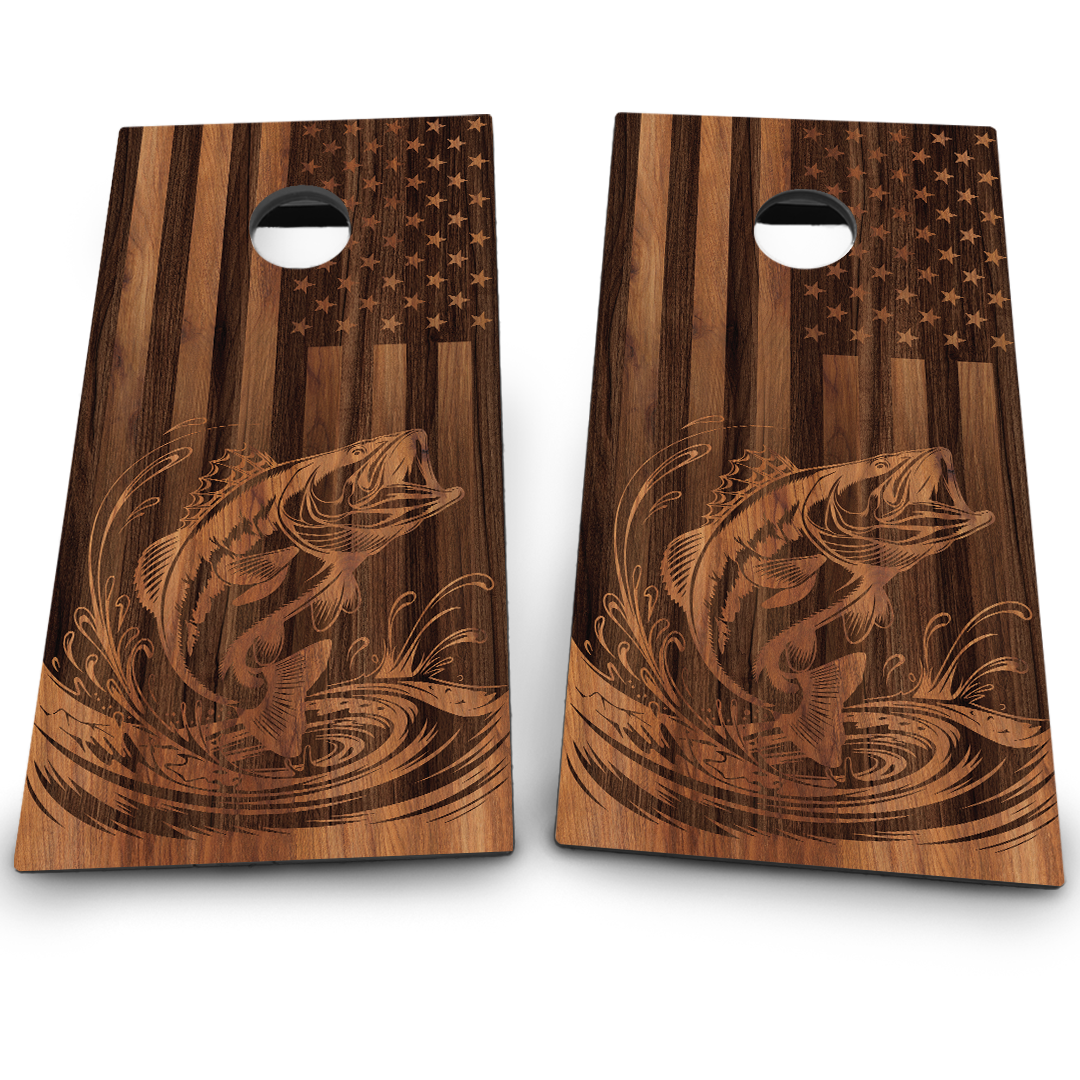 Wood American Flag & Bass