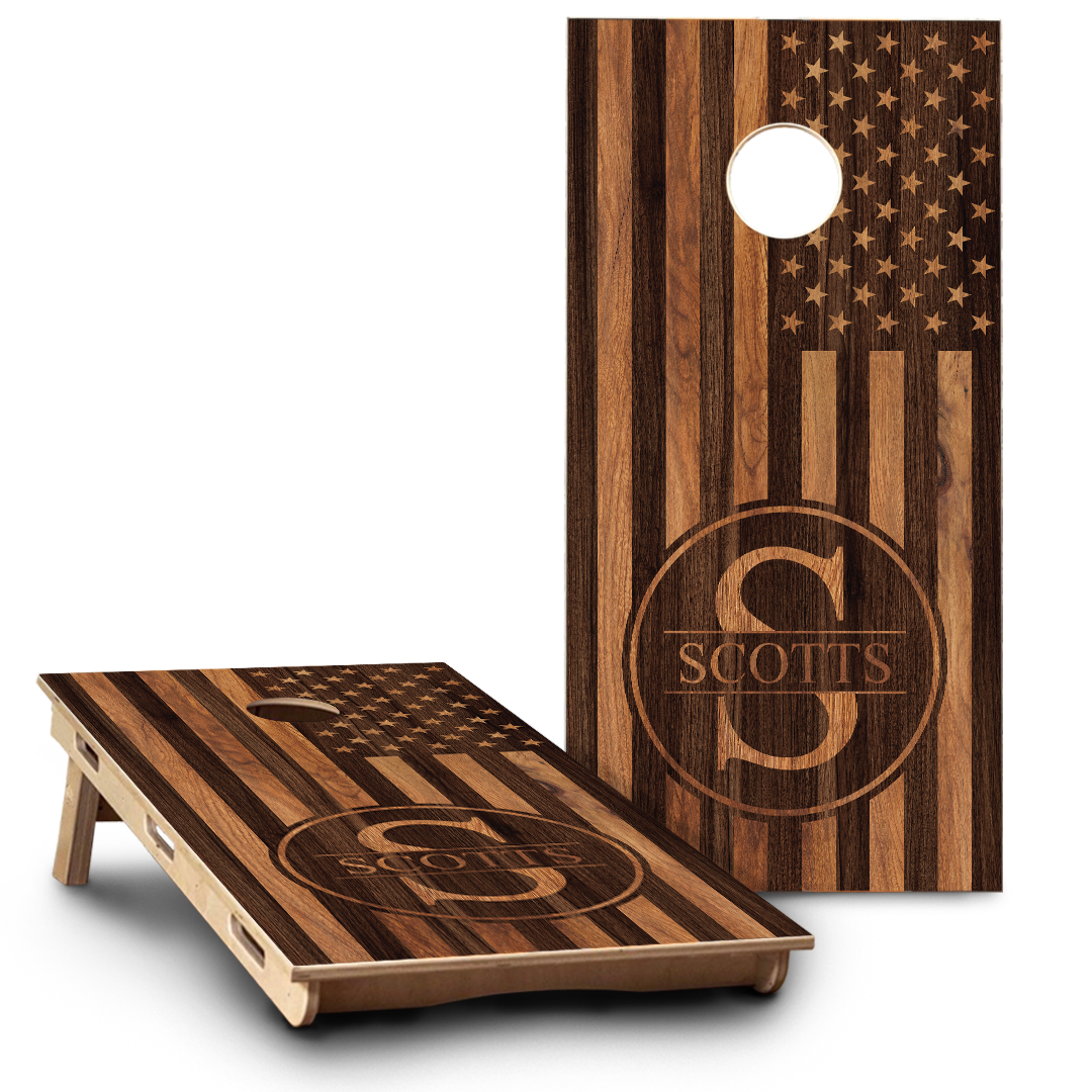 Wood American Flag Monogram