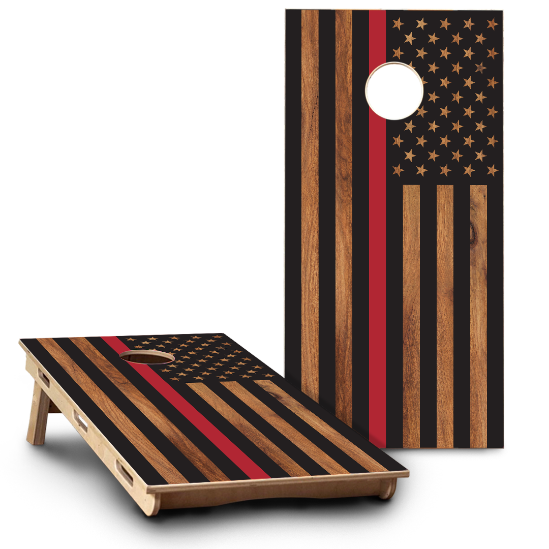 Wood American Flag with Red Stripe
