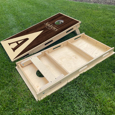 Wood & Tan Triangle Monogram | 2 Designs