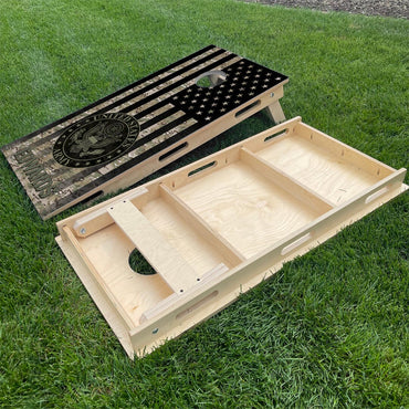 Military Army Emblem on Camo American Flag & Last name