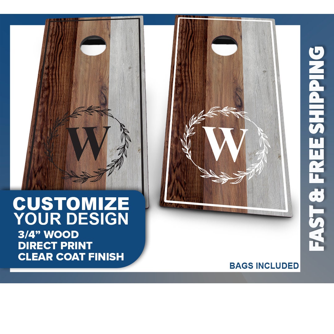 Wedding Wreath Monogram 3 Tone Wood Planks