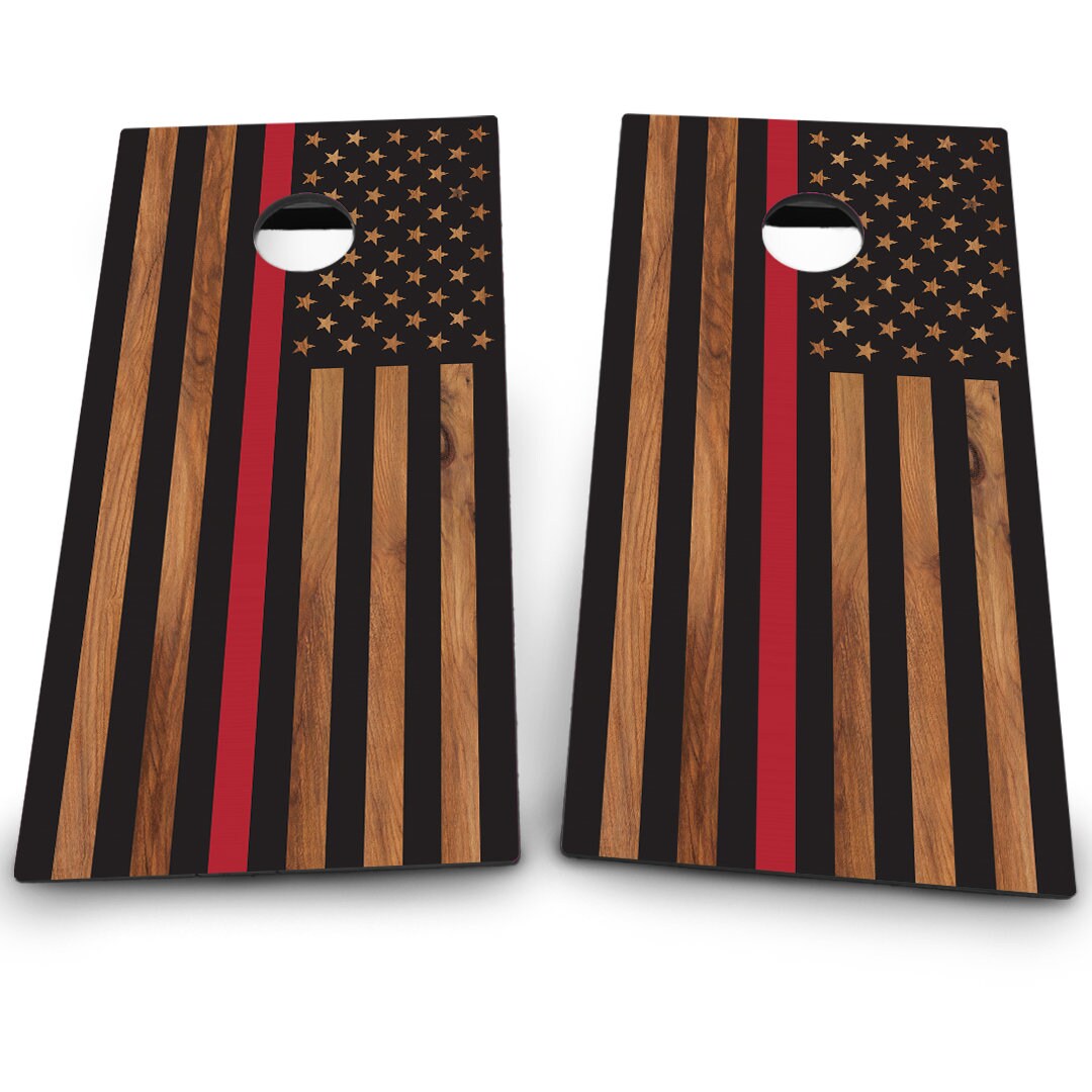 Wood American Flag with Red Stripe