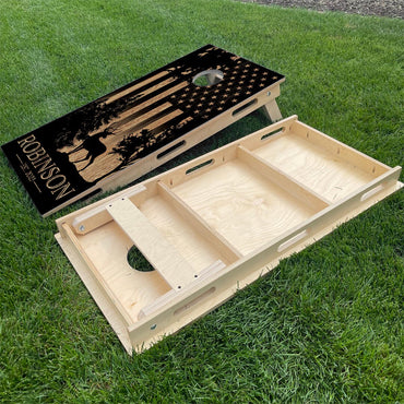 Wood American Flag & Deer Silhouette