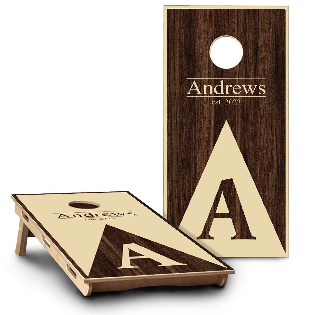 Wood & Tan Triangle Monogram | 2 Designs