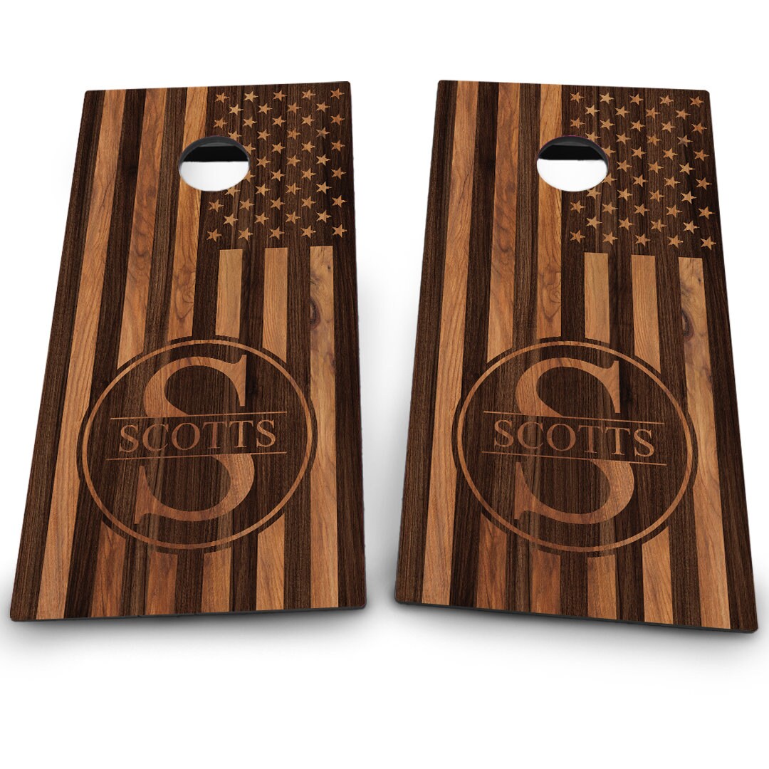 Wood American Flag Monogram