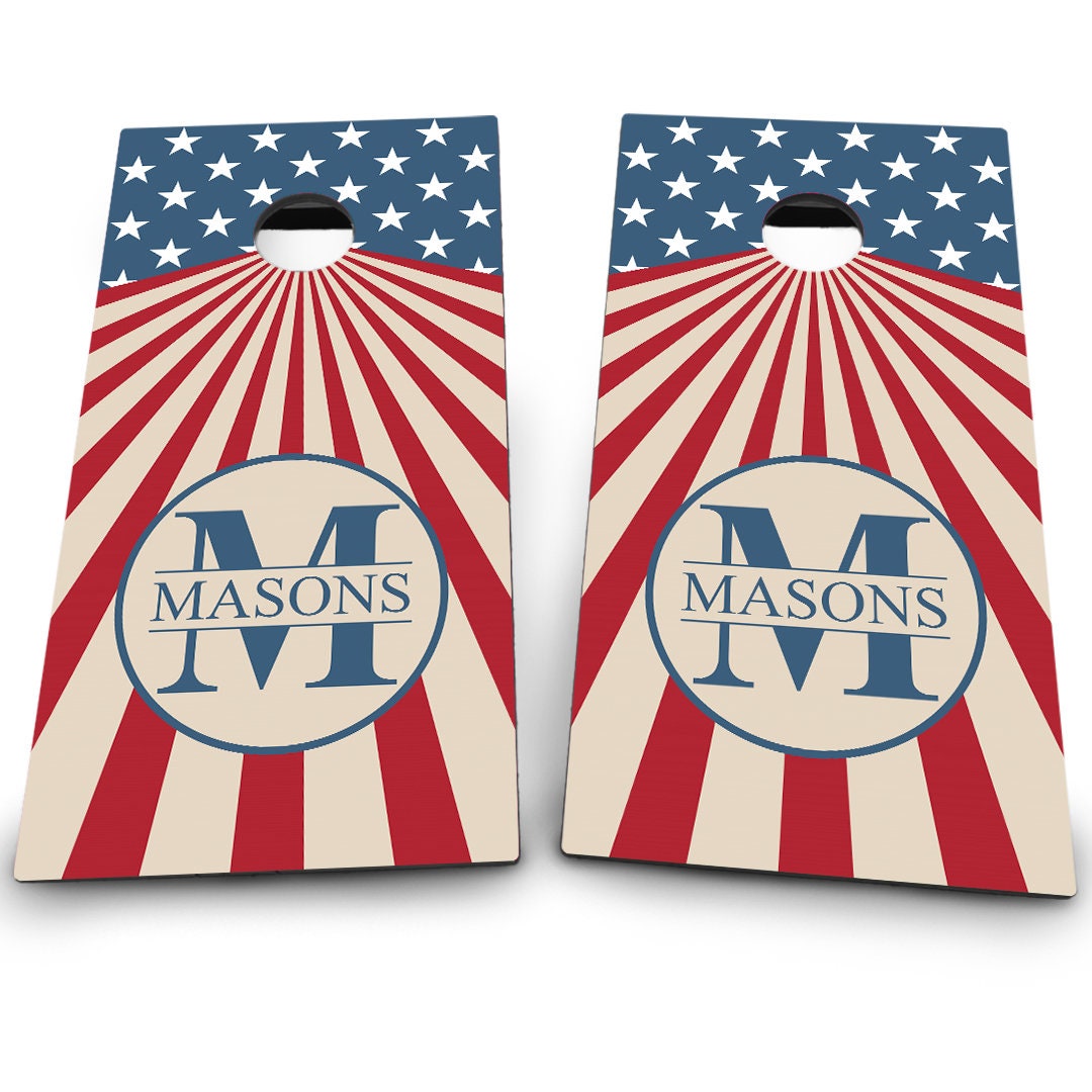 Vintage Radial American Flag Monogram