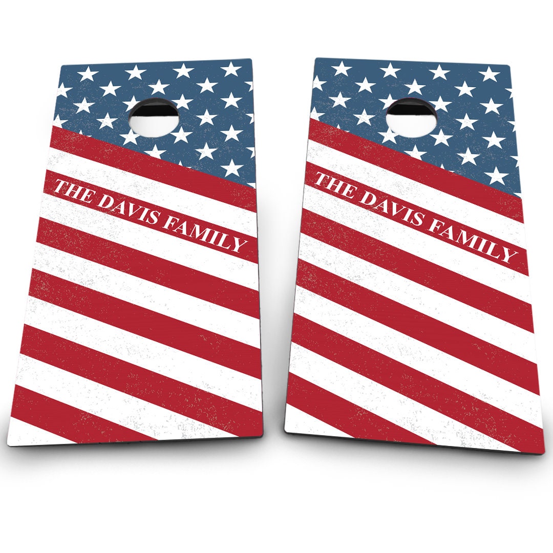 Grunge American Flag & Last Name