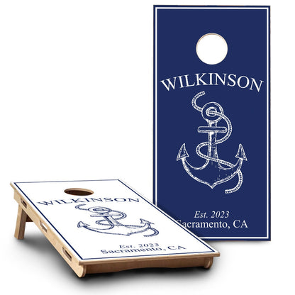 Anchor & Last Name | 2 Designs | Blue & White