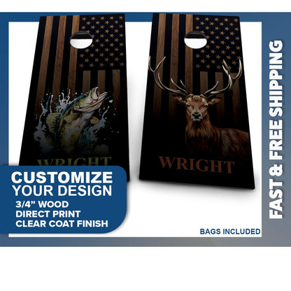 Rustic Bass & Deer with Last Name | 2 Designs