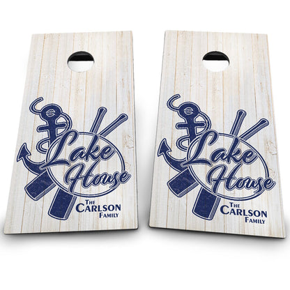Lake House + Last Name on White Wood