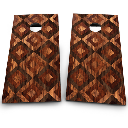 Dark Wood Grain Checkered Pattern