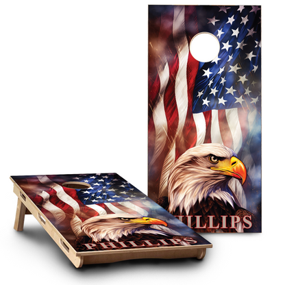 Patriotic American Flag & Eagle Head